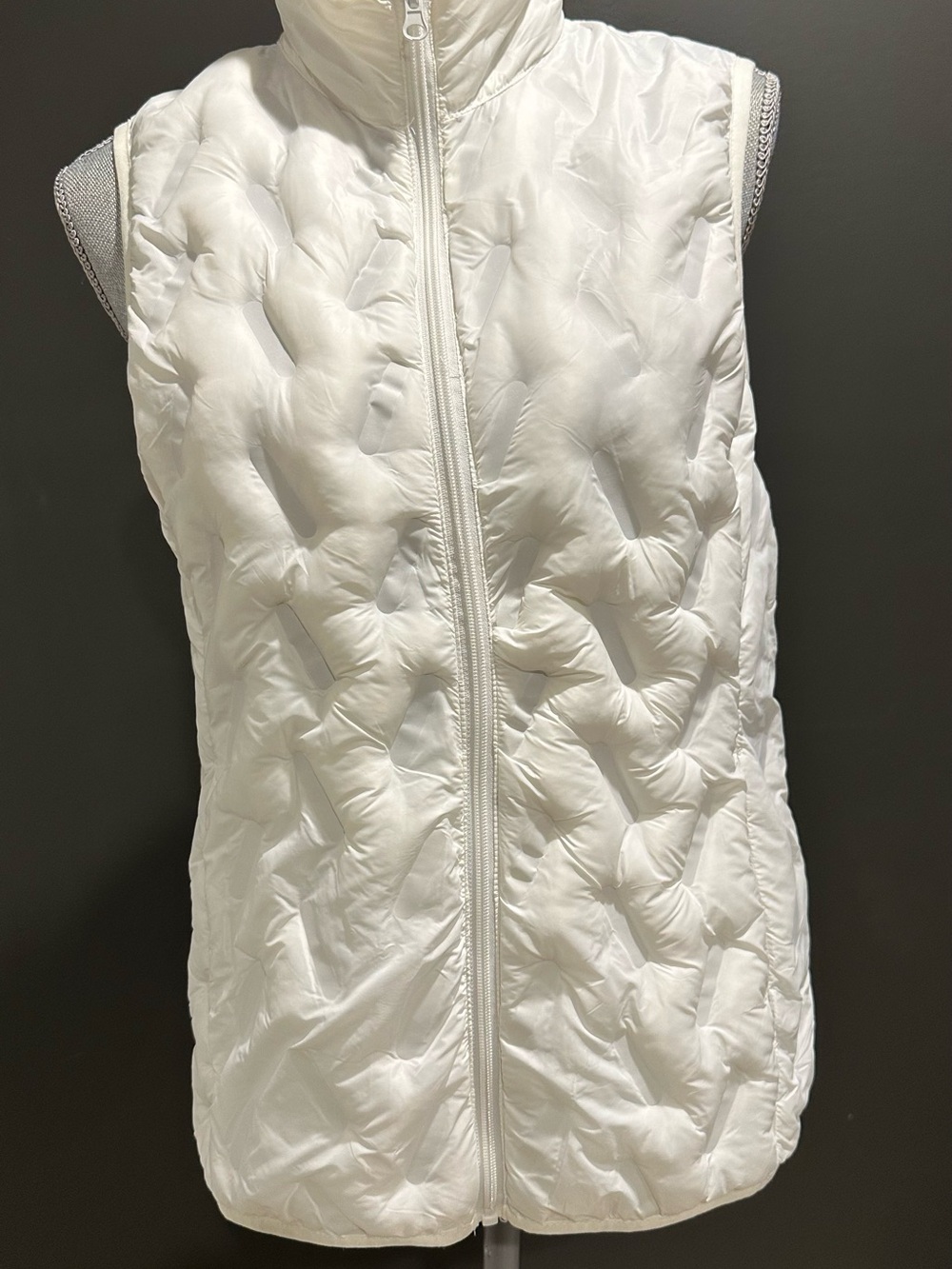 Tangerine White Quilted Sleeveless Puffer Vest